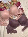 (34-38)b Elegant Double Padded Push-up Lace Bridal Bra (162)*