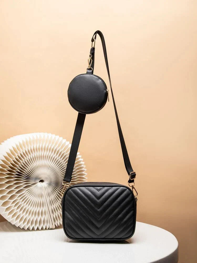 Fineur Crossbody Chevron Coin - Black