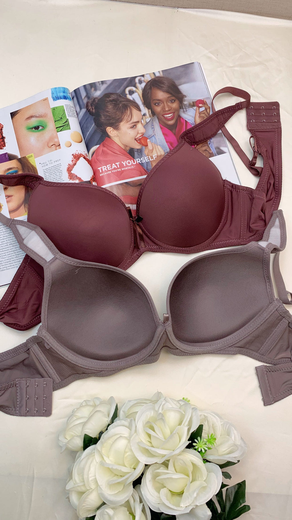(40-46)C Cup Plain Thin Pad Push-up Under Wire Bra With Broad Shoulder (154)*