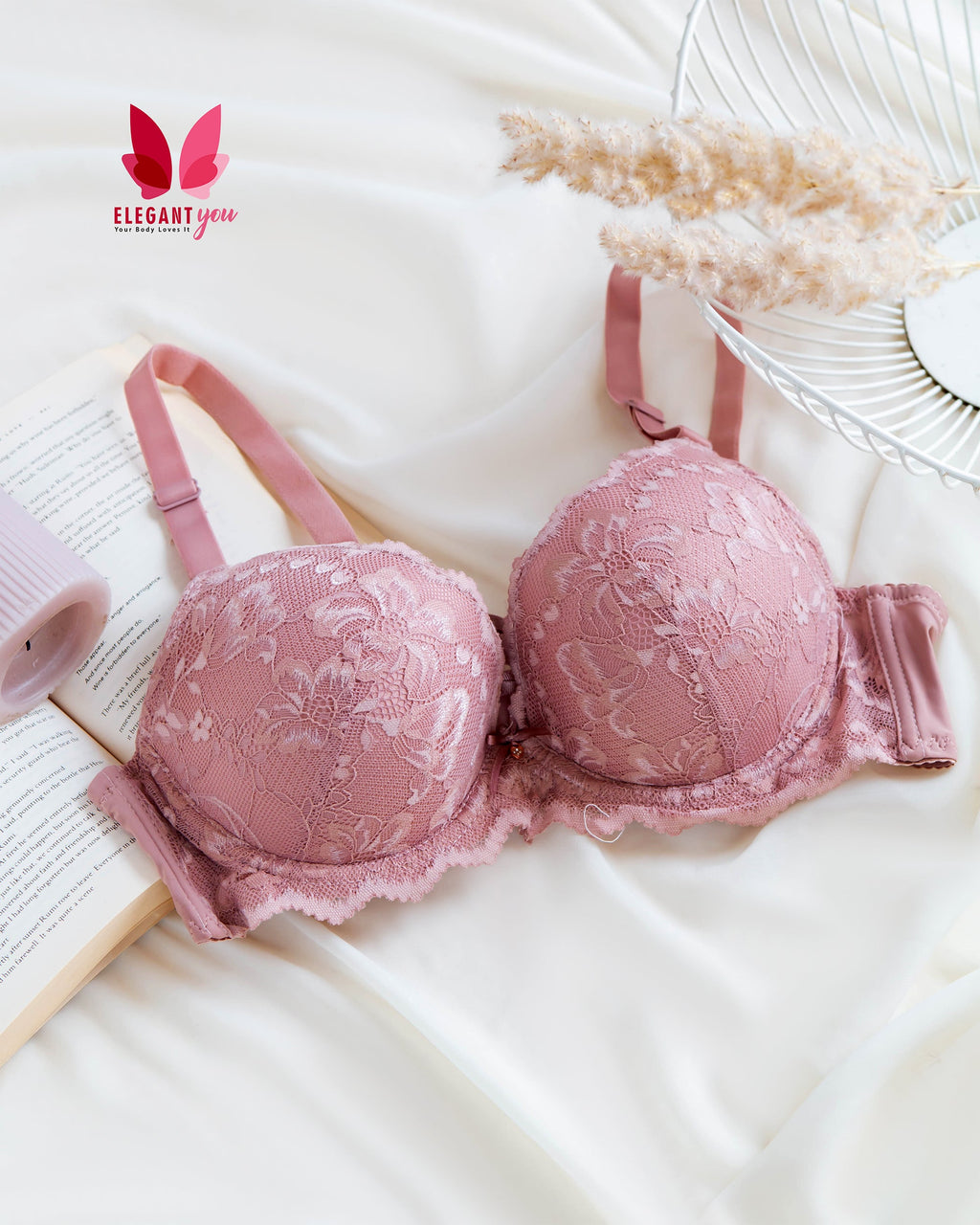 (38&40)C Cup Size Double Padded Wired Flower Pattern Bra (156)*