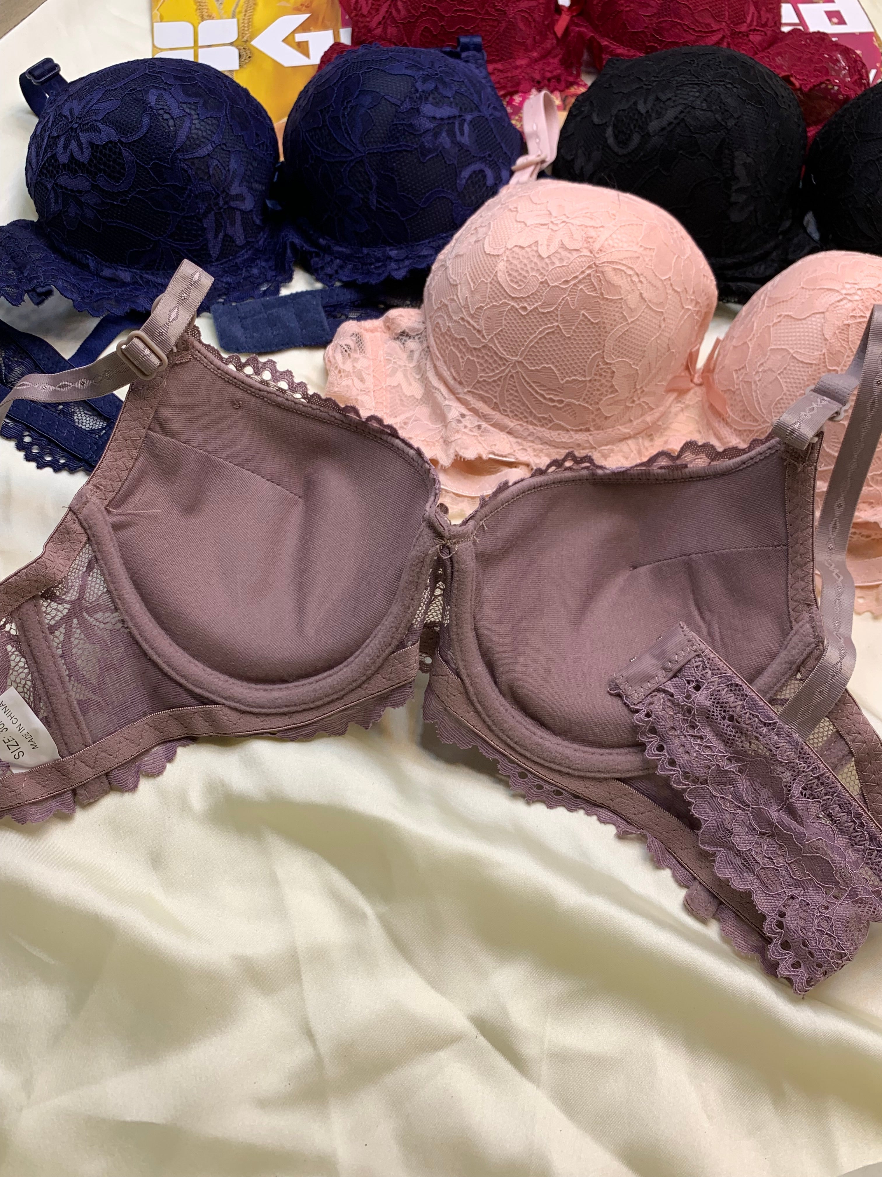 (34-38)b Elegant Double Padded Push-up Lace Bridal Bra (162)*