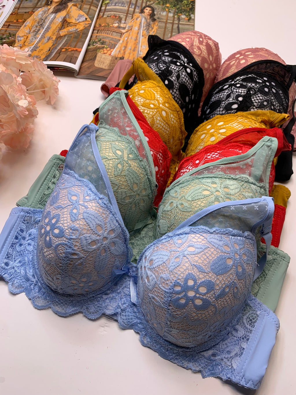(38-46)Elegant Full Coverage Thin Pad UnderWire Bra (167)*