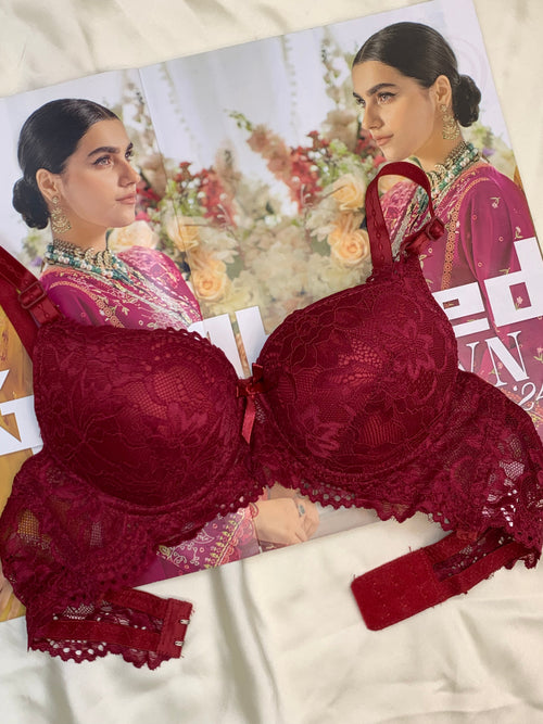(34-38)b Elegant Double Padded Push-up Lace Bridal Bra (162)*