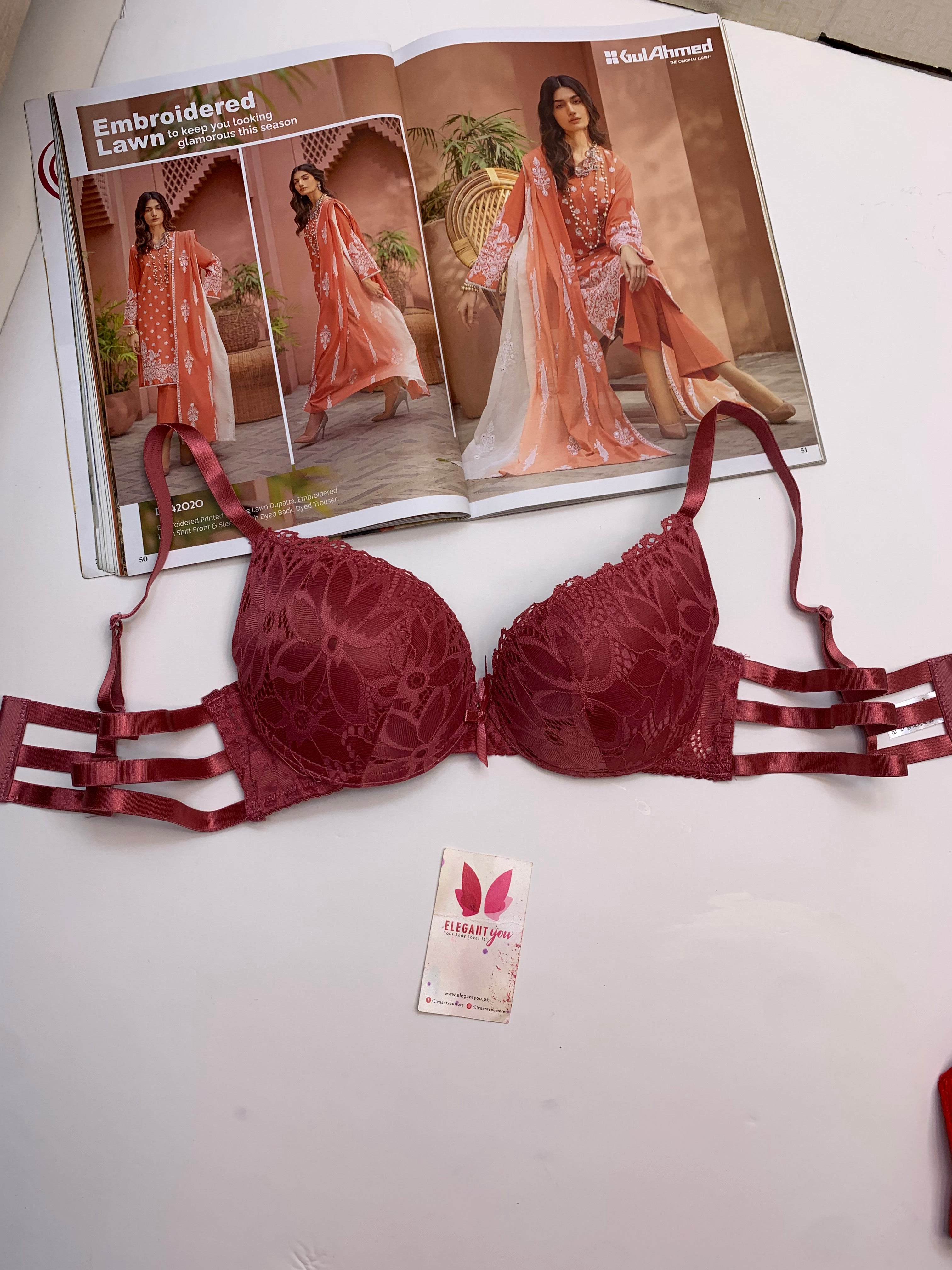 (36-42)B Padded Pushup Fancy Strap Bra (136)*