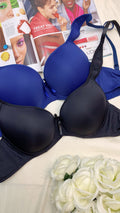 (40-46)C Cup Plain Thin Pad Push-up Under Wire Bra With Broad Shoulder (154)*