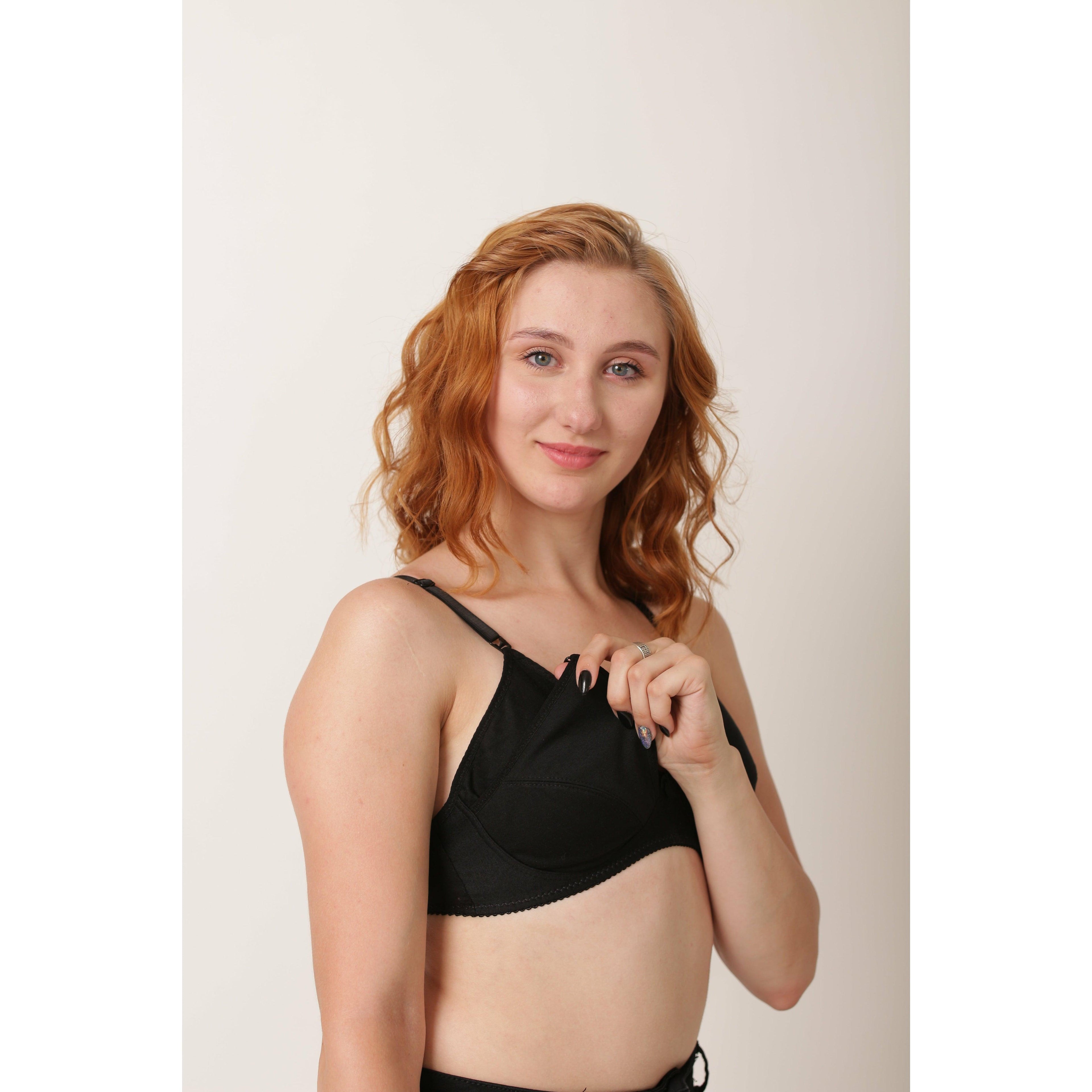 Black Mimosa - Comfiest Open Cups With Clip Nursing / Maternity Bra