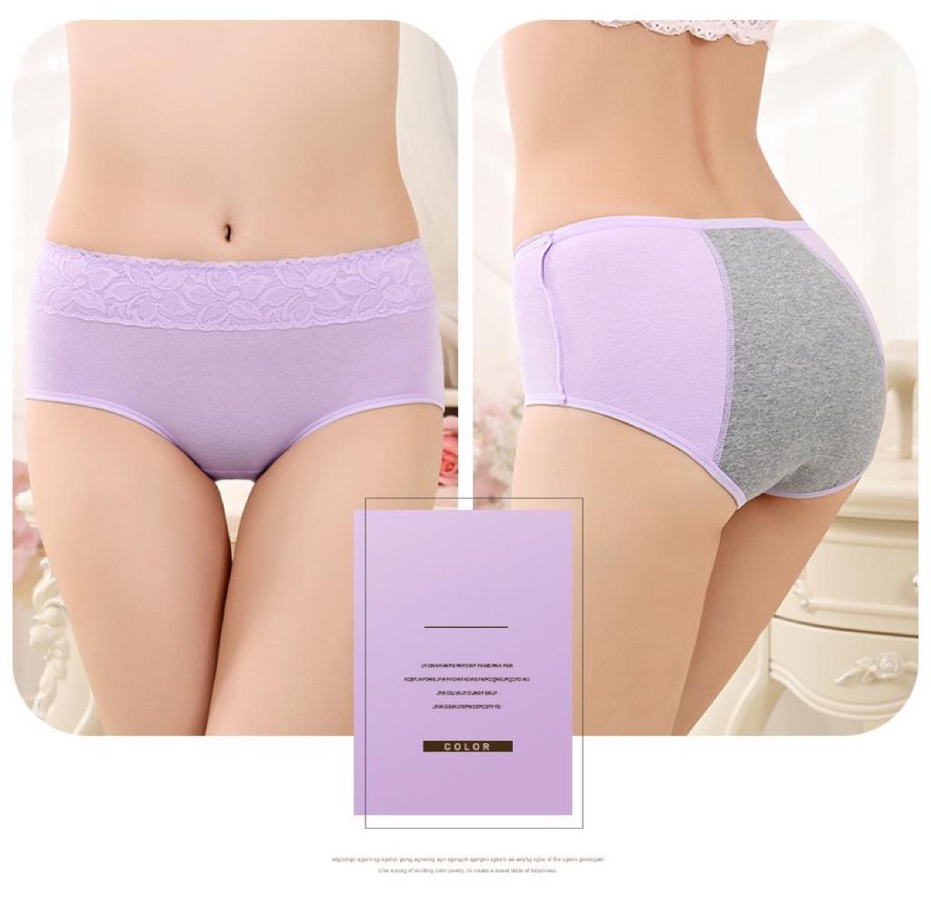 Super Soft Cotton High Waist Leak Proof Period Panties-Grey