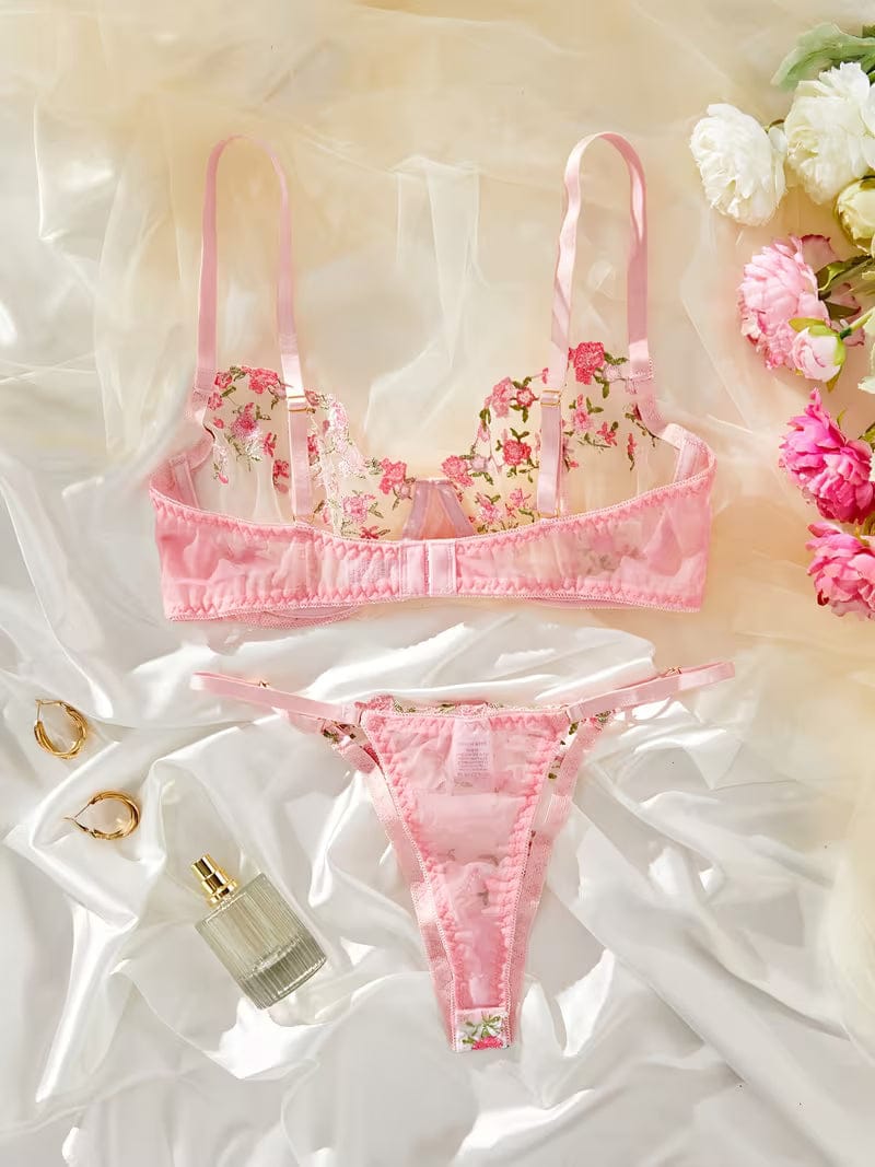 Floral Embroidered Sheer Mesh Underwire Lingerie Set🌸 Summer Collection Special 🔥 BUY 1 GET 2 FREE 🔥