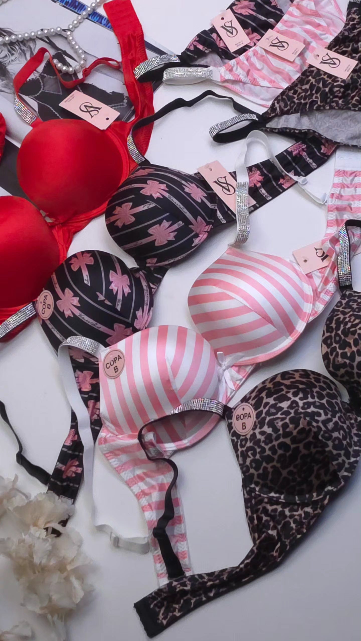 (34-38)b size Victoria secret Bridal Padded Pushup Wired Bra set (Red)*
